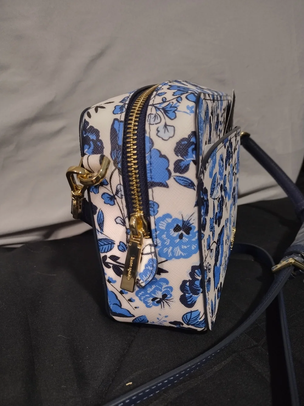 kate spade White and Blue Floral Crossbody Bag